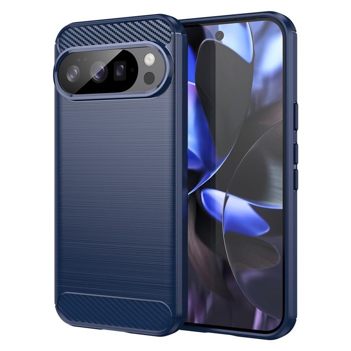 Husa Antisoc model Carbon, compatibila cu Google Pixel 10 / Pixel 10 Pro / Albastru