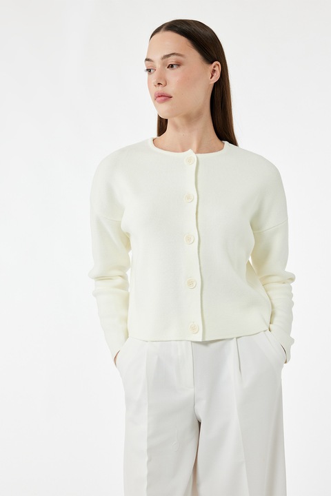 KOTON, Cardigan lejer cu nasturi, Alb fildes