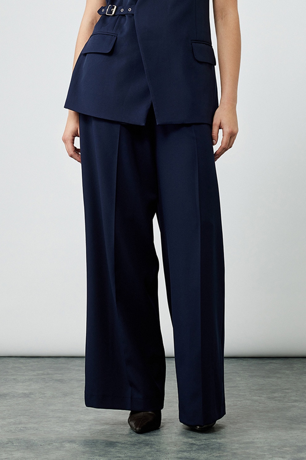 KOTON, Pantaloni palazzo cu buzunare oblice, Bleumarin, 40