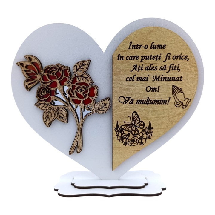 Cadou personalizat pentru Familie/Prieteni - model inima cu mesaj personalizat – 15 cm