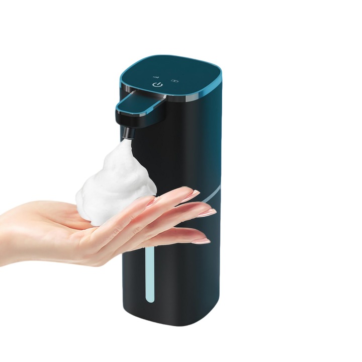 Dozator cu senzor pentru sapun spuma by SELROMAG®, detergent 400ml, dispenser automat Negru