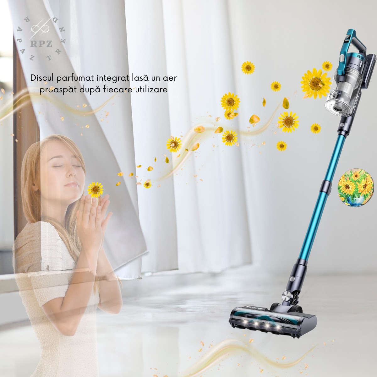 Aspirator vertical fara fir BUTURE VC60, Rapaz,450W, putere mare de aspirare - 38 kPa, 3 viteze, ecran inteligent, autonomie 45–55 min, filtrare 7 straturi, perie anti-par, lumina LED, rezervor 1.5 L, aspirator de mana, accesorii incluse, potrivit pentru