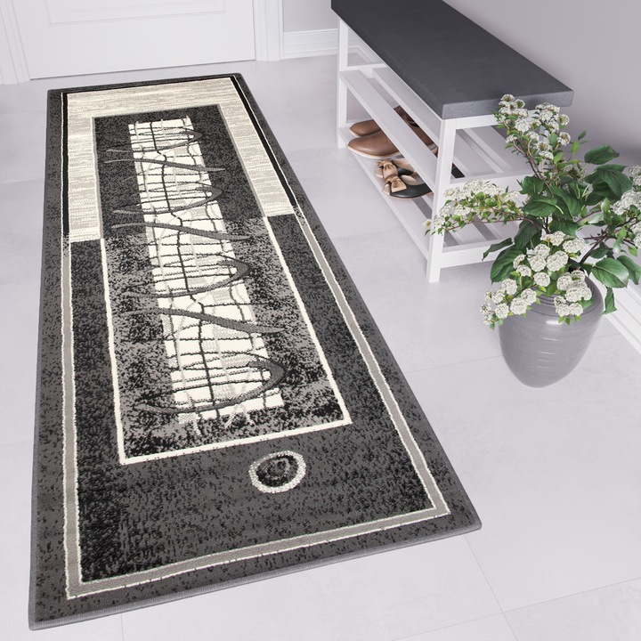 Covor, Tapiso, Cheap Cho, 70 x 500 cm, Gri inchis, Inaltime Fir 8 mm, OEKO-TEX, Pentru Hol, Living, Dormitor, Rezistent La UV, Rezistent La Pete, Lavabil, Usor de curatat, Rezistent La Intemperii, Impermeabil, Moale La Atingere