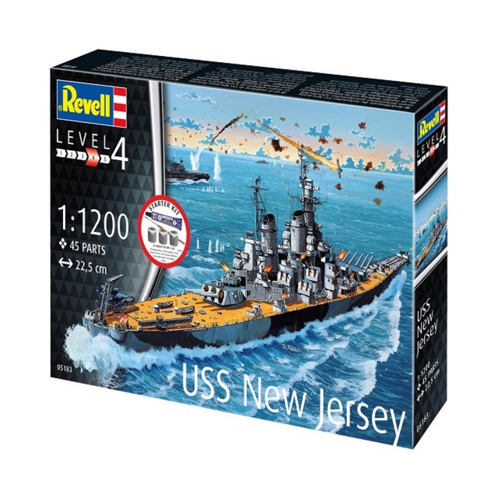 Navomacheta Starter Kit Battleship USS New Jersey, la scara 1:1200 (nivel 4) cu 45 piese