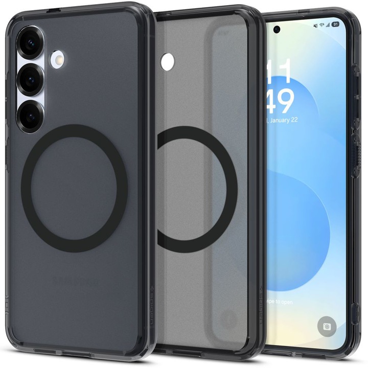 Husa Protectie pentru Samsung Galaxy S25, U73, Silicon Flex, Frost Deep Dark