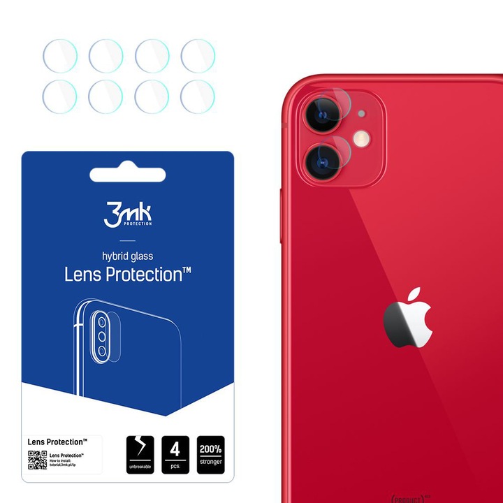 3MK telefon képernyővédő fólia, 4 darabos szett, üveg, átlátszó, iPhone 11-hez