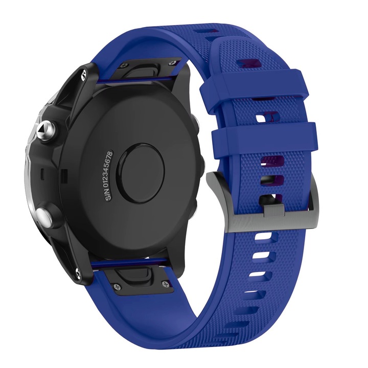 Curea silicon compatibila Garmin Fenix 5 / 6 / 7 / 8, Epix, Epix 2 Pro 47mm – 22mm, EasyFit, catarama clasica, Best Accessories, Albastru inchis