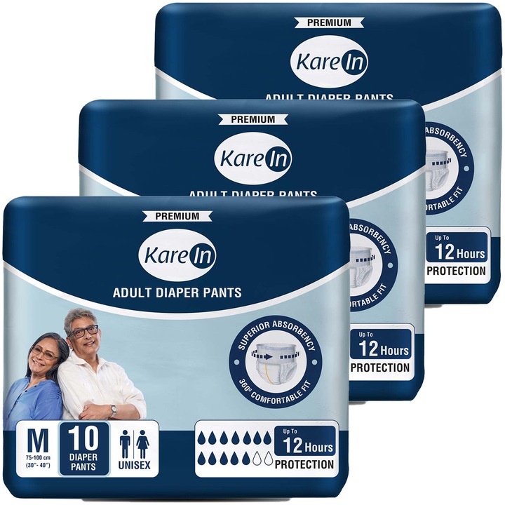 Scutece pentru adulti, KAREIN Premium, set 30 buc, protectie pana la 12h, unisex, M