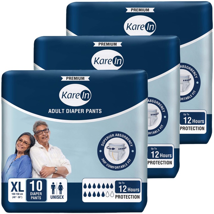 Pieluchomajtki pentru adulti KAREIN Premium, set 30 buc, protectie pana la 12h, XL, unisex