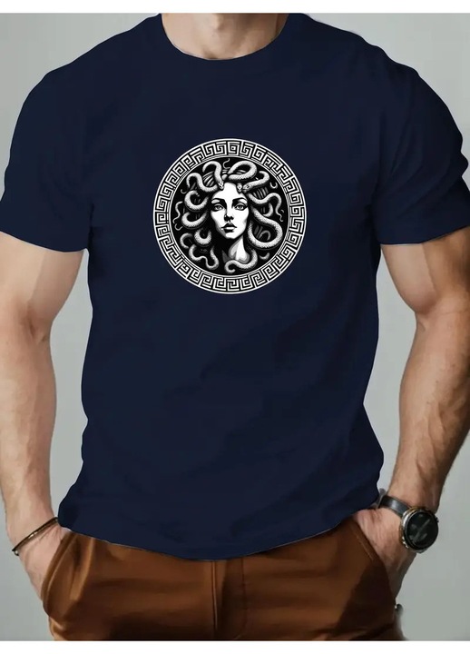Tricou barbati Medusa's Gaze, Bleumarin inchis
