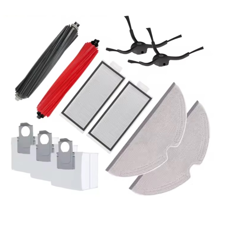 Set accesorii ROBOTHUB pentru aspirator, 1x perie duo roller, 2x filtru hepa, 3x sac praf, 2x laveta microfibra, 2x perie laterala compatibile cu Roborock Q5 PRO+