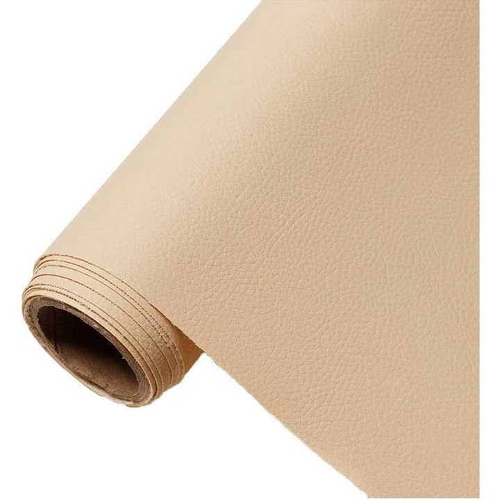 Folie Piele Ecologica Autoadeziva pentru Reconditionare Mobilier sau Obiecte 50 x 138 cm Crem Inchis G Glixicom®