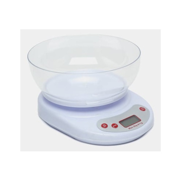 Cantar de bucatarie cu bol, capacitate 5 kg, precizie 1 g, design compact, LCD
