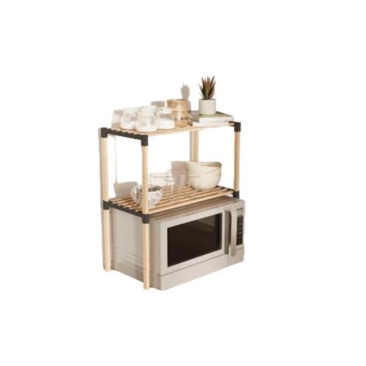 Etajera din lemn cu 2 rafturi pentru cuptorul cu microunde, 57x30x64.5cm, 10kg