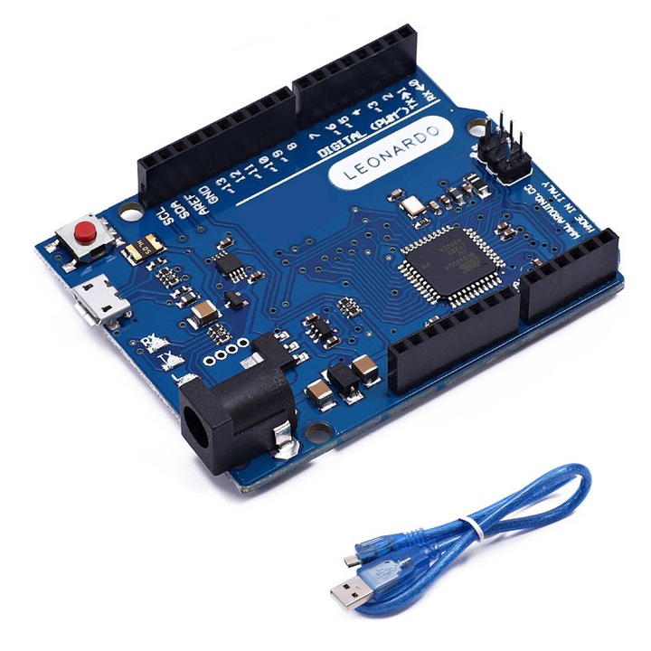 Placa dezvoltare Arduino Leonardo R3, Rqiurpn, cu ATmega32u4, microcontroler, USB cablu