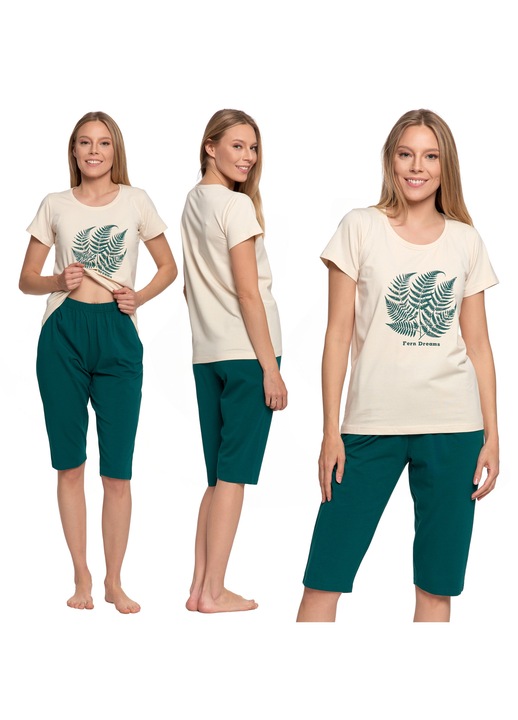 Moraj női pizsama, kétrészes szett, 3/4-es nadrág, rövid ujjú, ismeretlen színű