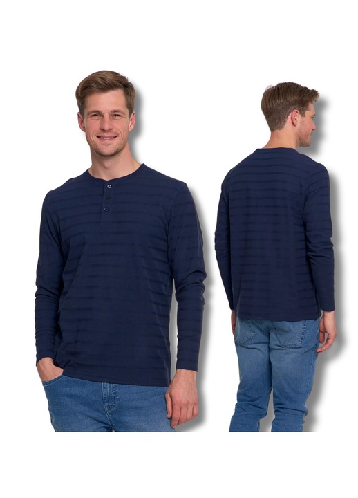 Мъжка блуза, Moraj, елегантна, памук, дълъг ръкав, тъмносиня