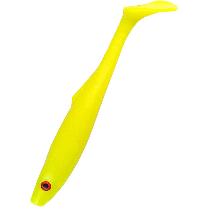 K.P Baits Pike Shad Pike Series 23cm (9''), 98g, Fly-Fluorescent Yellow, pentru pescuitul la stiuca, somn sau salau