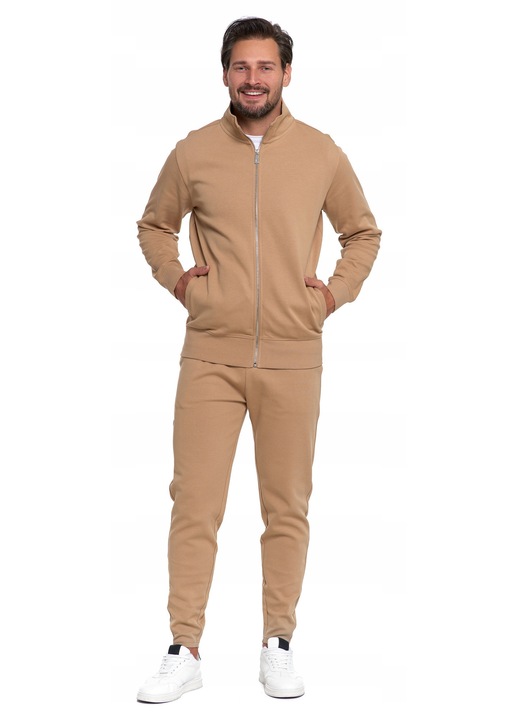 Set trening lifestyle barbati, Moraj, Bumbac/Poliester, Bej
