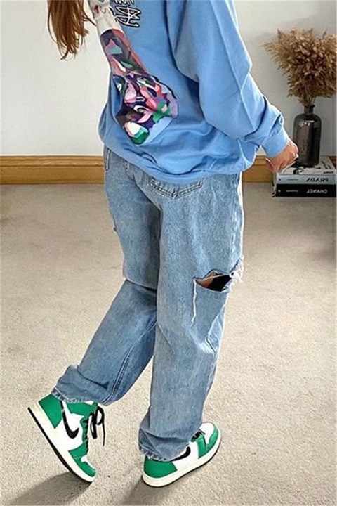 Pantaloni de damă, Bumbac, Madmext, 306617, Albastru, 36