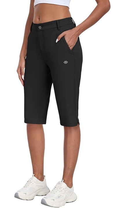 Дамски дишащи спортни панталони с 4 джоба, Черен