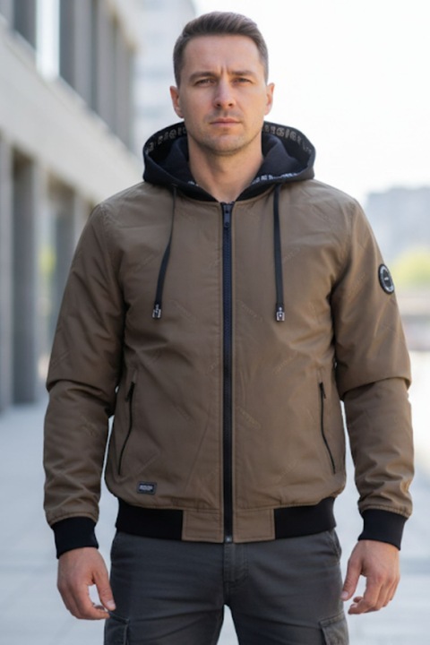 Geaca pentru Barbati marime mare impermeabila, cu gluga detasabila, buzunare, cu fermoar, kaki 8403-4 11519, Maro