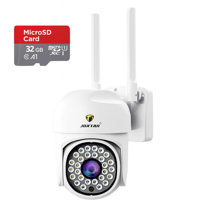 Camera de Supraveghere, JORTAN JT-8161, 1080P, WIFI, IP66, Wireless, NightVision Infrarosu + Card 32GB