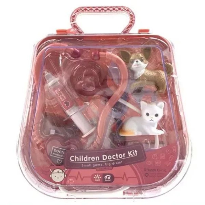 Trusă medicală cu figurine de jucărie - roșu