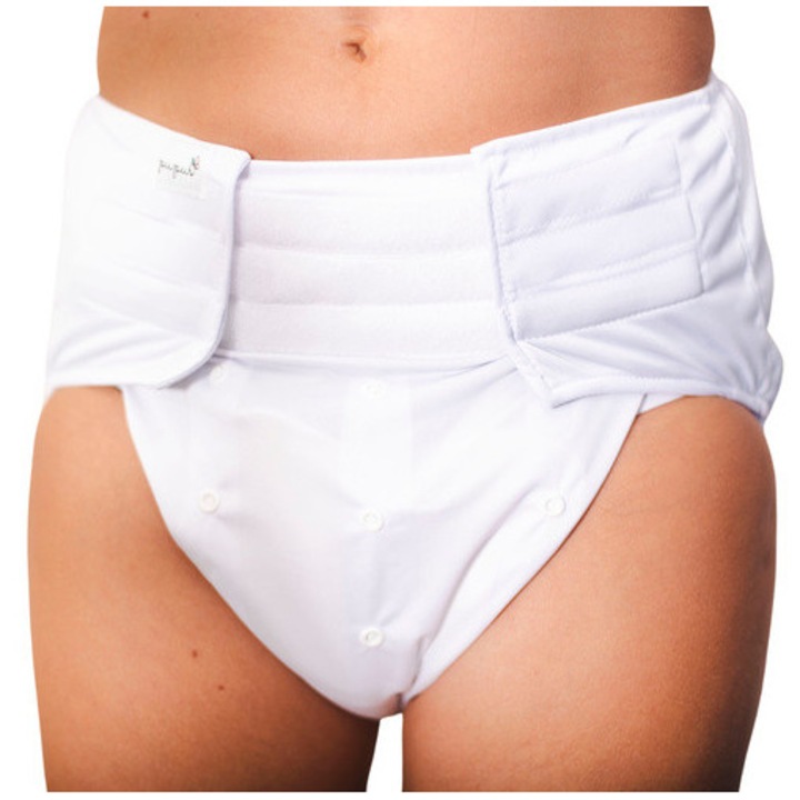 Scutec reutilizabil pentru adult cu insertie - ALB - marime XL/2XL - 110-160cm set cu 1 insertie bambus