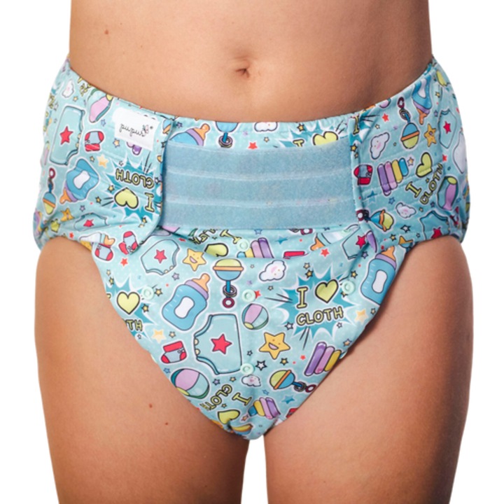 Újrafelhasználható felnőtt pelenka betéttel - DJ BOBO - XL/2XL méret 110-160cm, 1 bambusz betéttel