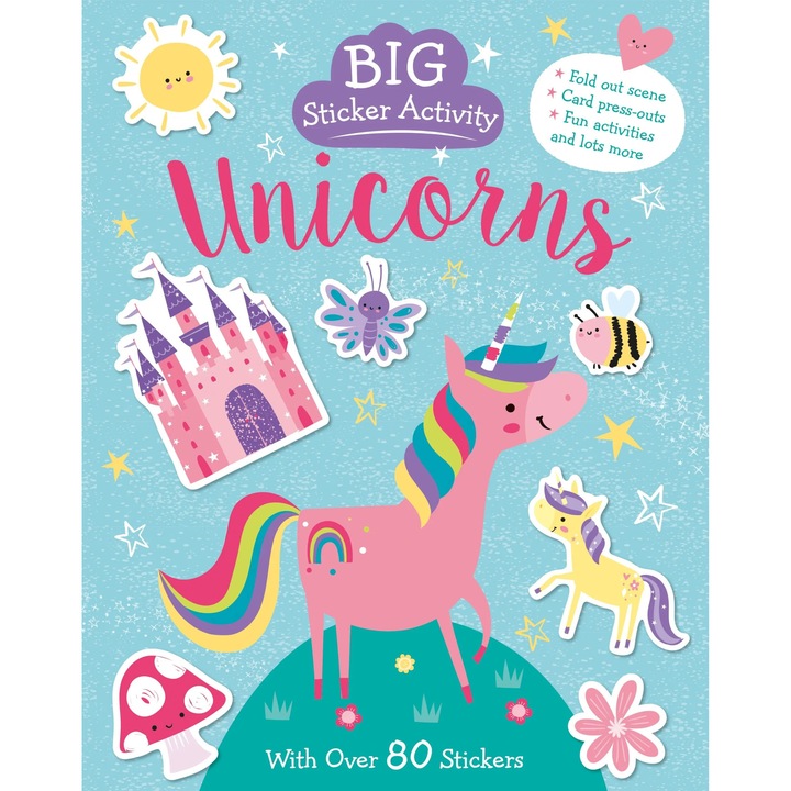 Carte pentru copii, NPP, Big Sticker Activity Book, Unicorns, 3+ ani