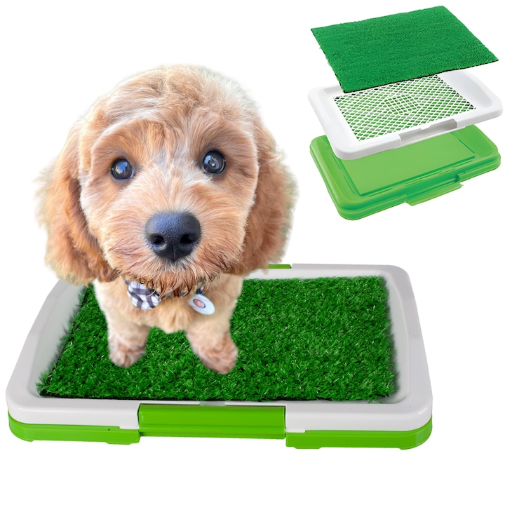 Toaleta pentru Caini si Alte Animalute Vivendo® Puppy Potty Pad, cu Iarba Artificiala, Usor de Curatat
