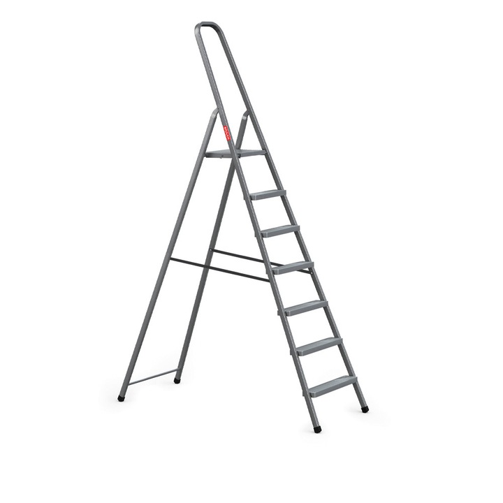 Acél létra, Baulich Home, összecsukható, 7 fok, szürke, magasság 350 cm, teherbírás 125 kg, sokoldalú és praktikus háztartási létra