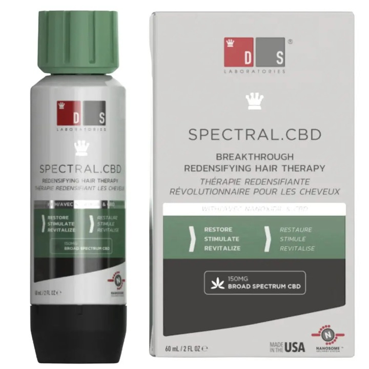 GYB Szérum Nanoxidil 5%-kal Hajhullás Ellen – Fejlett Kezelés a Haj Sűrűségének és Volumének Növelésére, a Fejbőr Nyugtatására és a Faggyú Termelésének Csökkentésére, Zsírmentes Formula Nanoszómás Rendszerrel, 60 ml, Spectral DS LABS