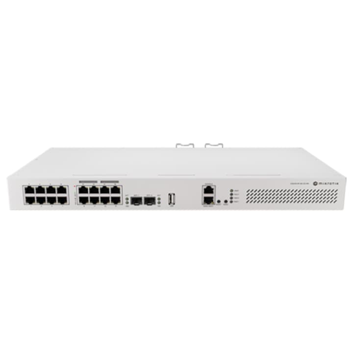 Kapcsoló 8 x RJ45 Gigabit PoE af/at, 10 x RJ45 Gigabit, 2 x SFP+ 10G, NAND, 1U - MikroTik CRS418-8P-8G-2S+RM