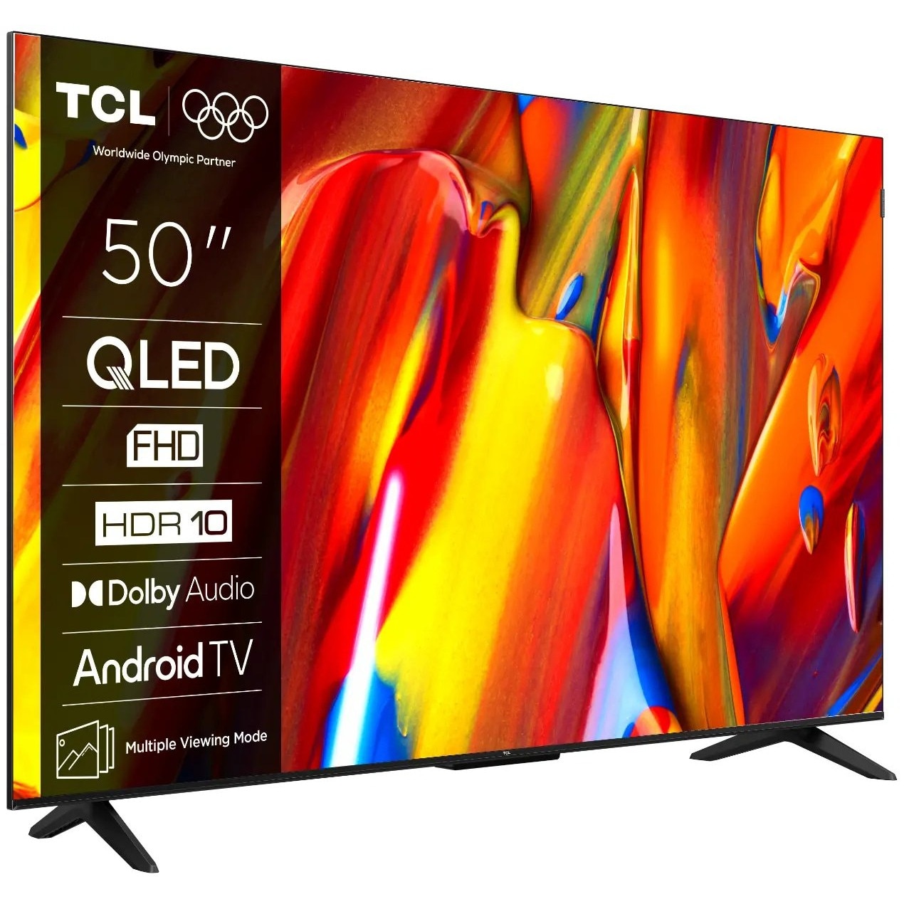 Televizor Smart QLED TCL 50V5C, 126 cm, Full HD, Negru