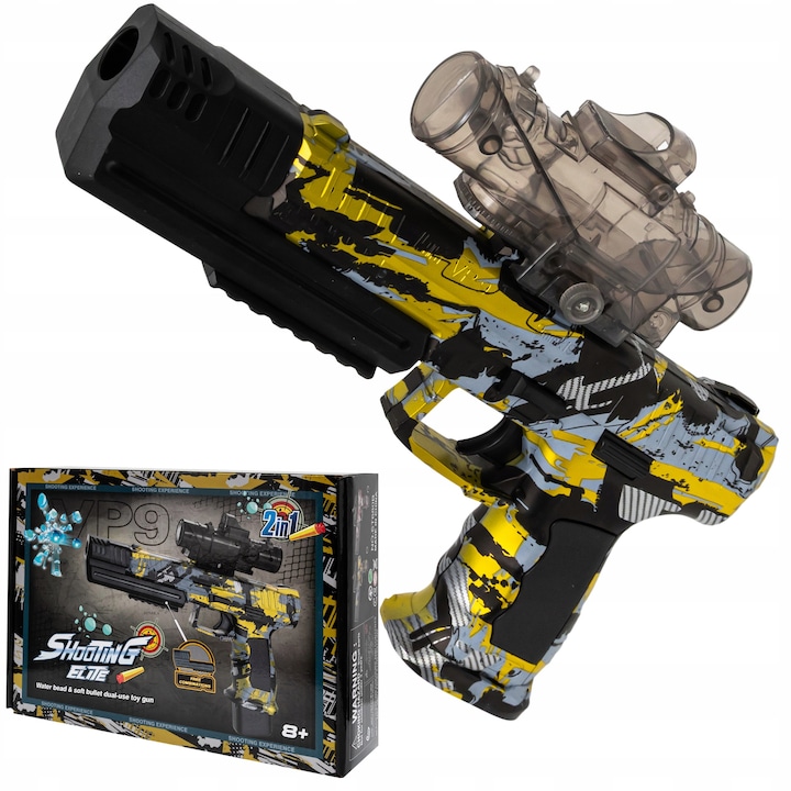 Pistol automat cu bile de gel, spuma 2 in 1, pusca, 500 de bile