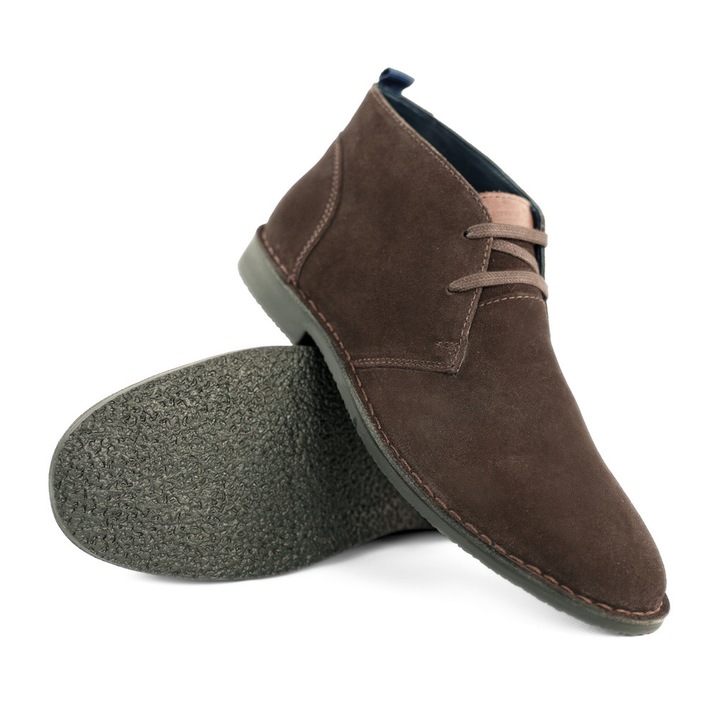 Мъжки боти Chukka Solier от тъмнокафяв велур с TPR подметка, Тъмнокафяв