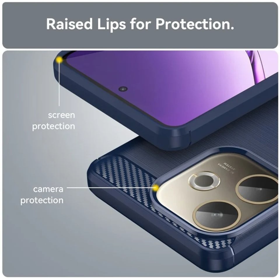 Husa pentru Oppo A5 Pro 5G / A5 Pro 4G, SKYDDAR INNOVATION, Carbon Silicone, din Silicon Premium, Slim, cu textura Fibra Carbon, Albastru, set cu sticker