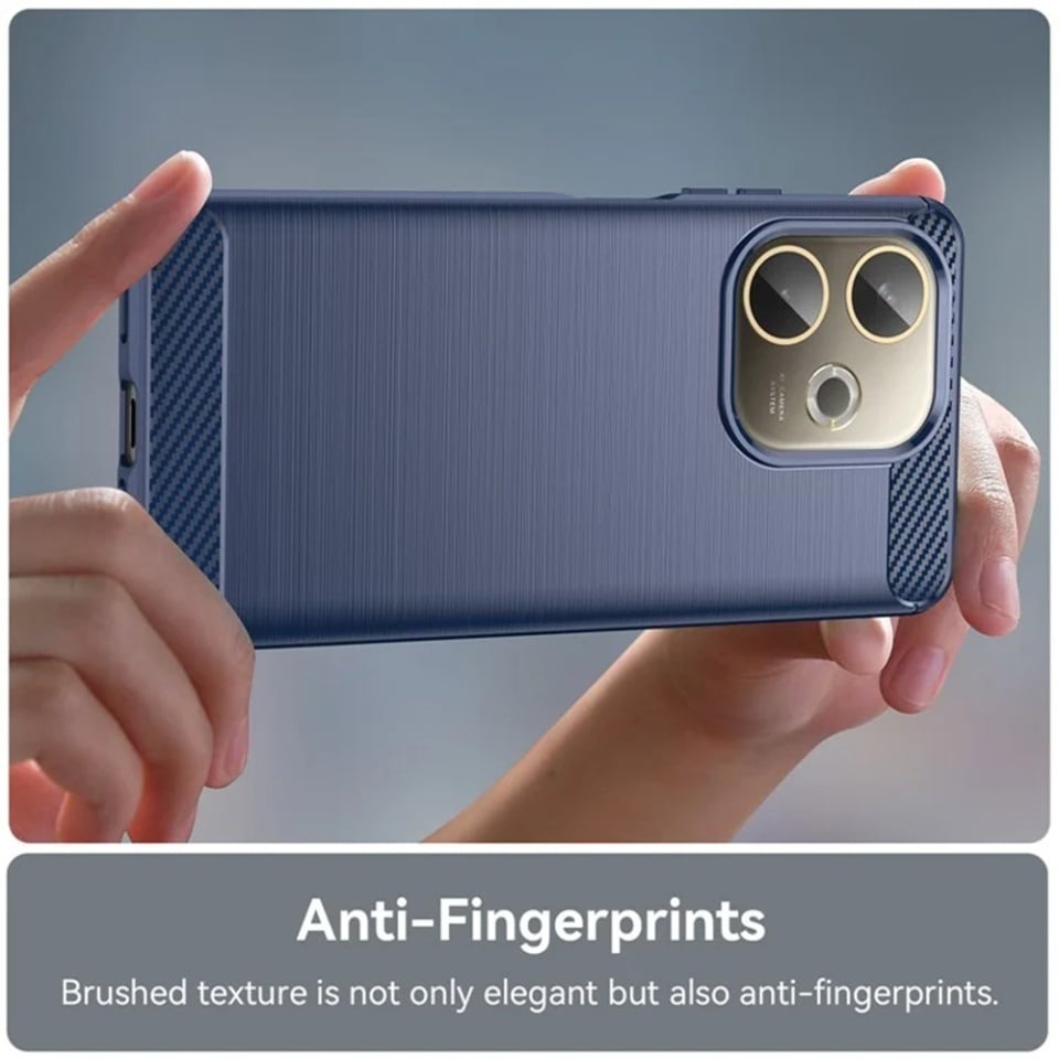 Husa pentru Oppo A5 Pro 5G / A5 Pro 4G, SKYDDAR INNOVATION, Carbon Silicone, din Silicon Premium, Slim, cu textura Fibra Carbon, Albastru, set cu sticker