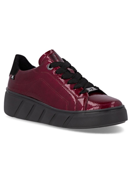 Rieker Rieker Revolution pantofi sport dama cu siret, din piele lacuita, grena W2601-35