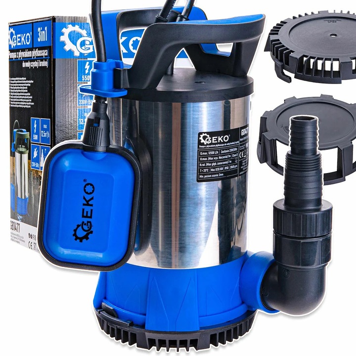 Потопяема помпа с поплавък 3 в 1, 550 W, Geko G81477