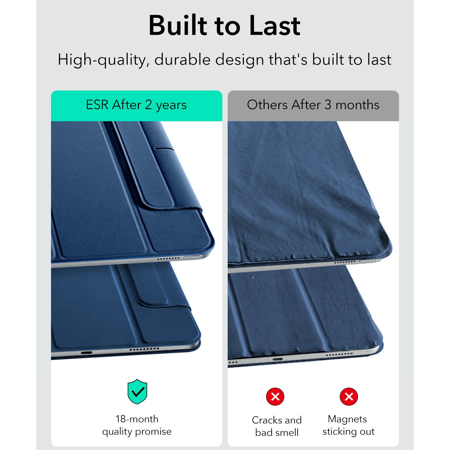 Husa tableta ESR Rebound Magnetic cu Clasp, albastru inchis, pentru iPad mini 6/7, functie de suport, din piele sintetica