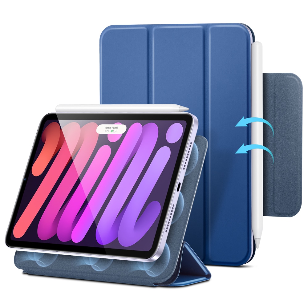 Husa tableta ESR Rebound Magnetic cu Clasp, albastru inchis, pentru iPad mini 6/7, functie de suport, din piele sintetica