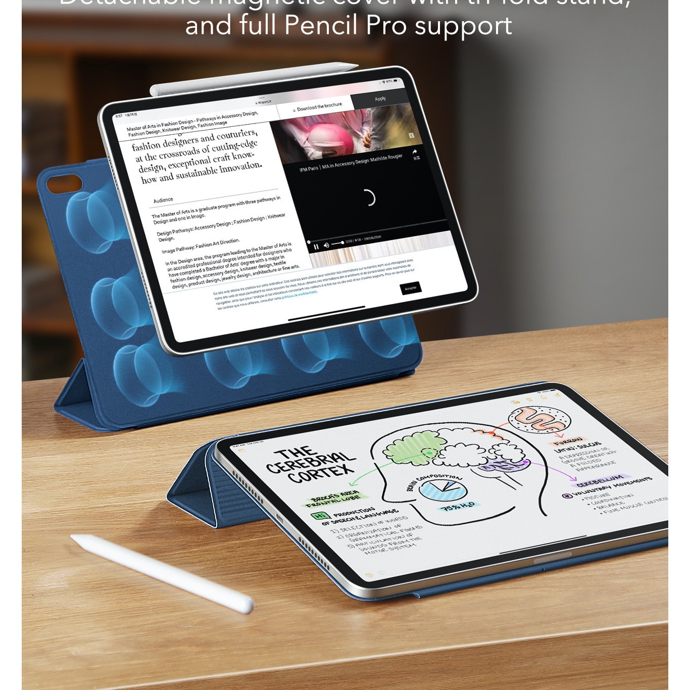 Husa tableta ESR Rebound Magnetic cu Clasp, albastru inchis, pentru iPad mini 6/7, functie de suport, din piele sintetica
