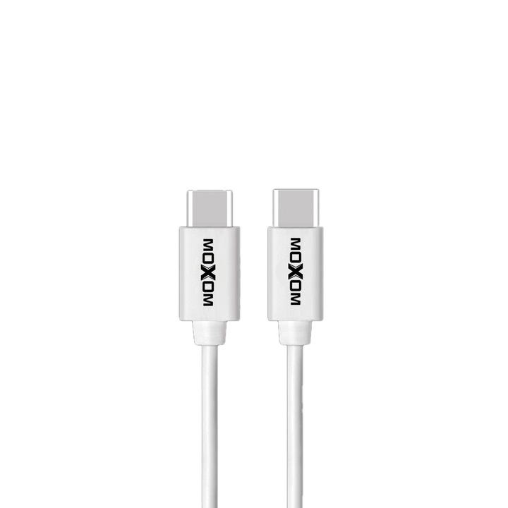 Cablu de date MoXom USB-C la USB-C 60W, incarcare rapida, 0,20m, alb