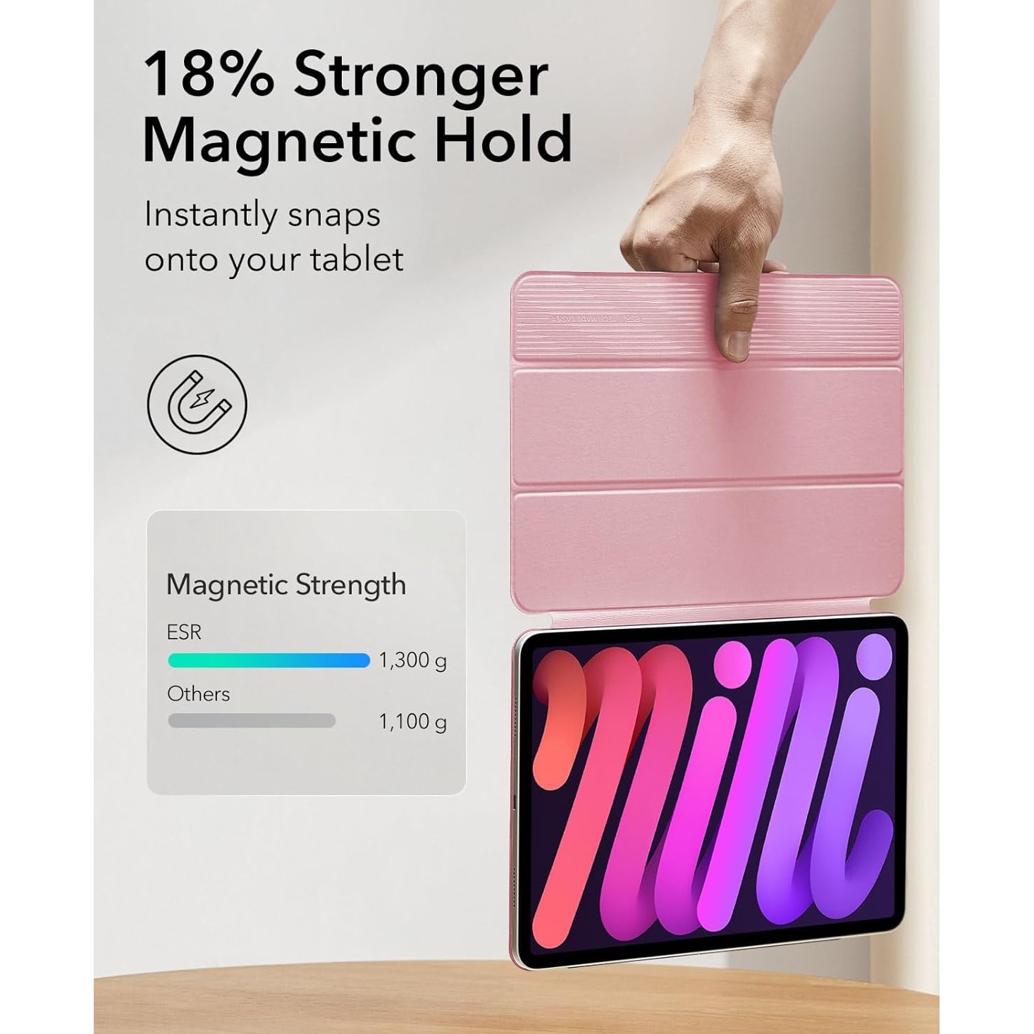 Husa tableta ESR Rebound Magnetic cu Clasp, roz, pentru iPad mini 6/7, functie de suport