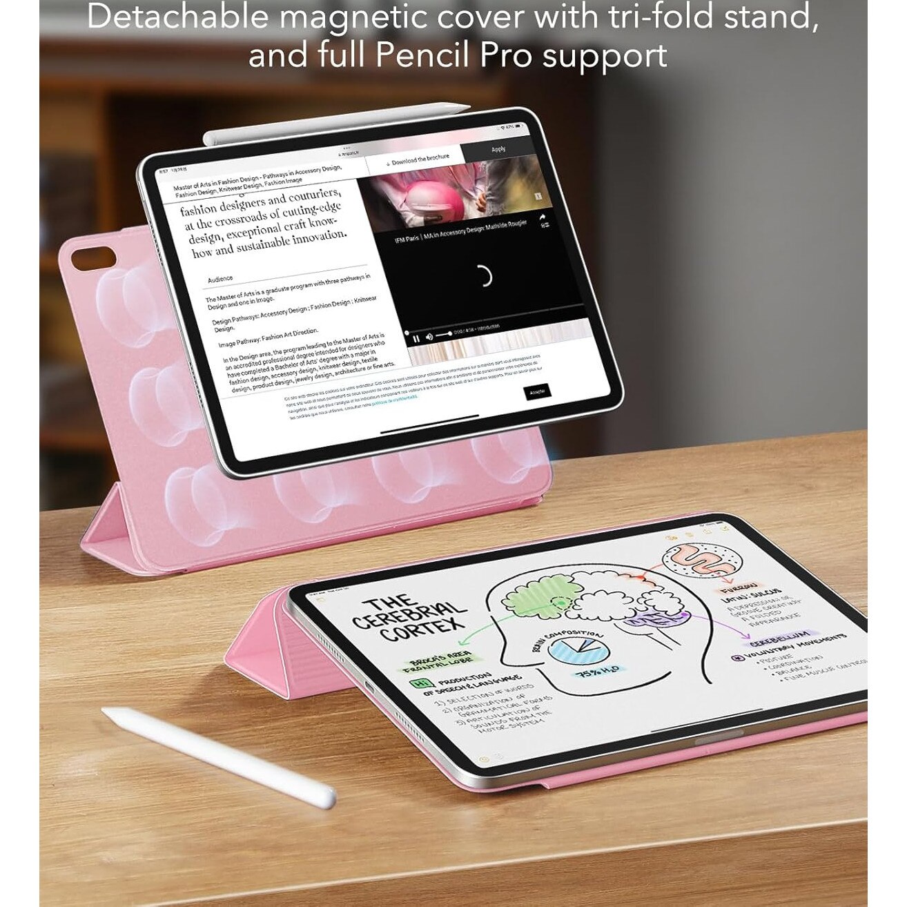 Husa tableta ESR Rebound Magnetic cu Clasp, roz, pentru iPad mini 6/7, functie de suport