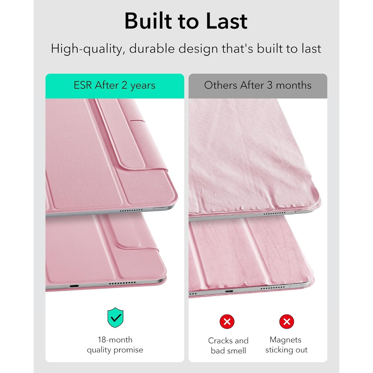 Husa tableta ESR Rebound Magnetic cu Clasp, roz, pentru iPad mini 6/7, functie de suport