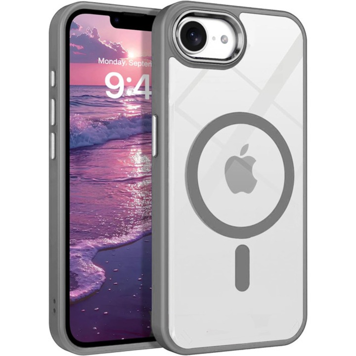 Husa telefon Orso pentru iPhone 16e, transparenta, gri, protectie imbunatatita, compatibila cu MagSafe